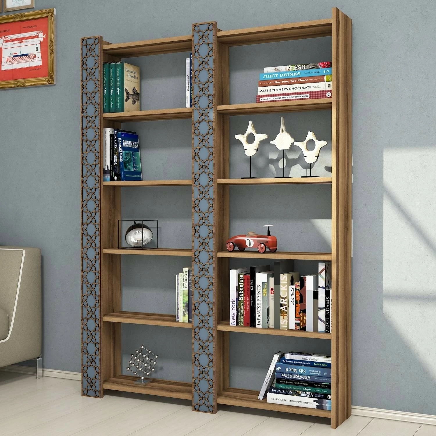 Raft librash Hanah Home, City 2, ngjyrë arre dhe kalcedoni