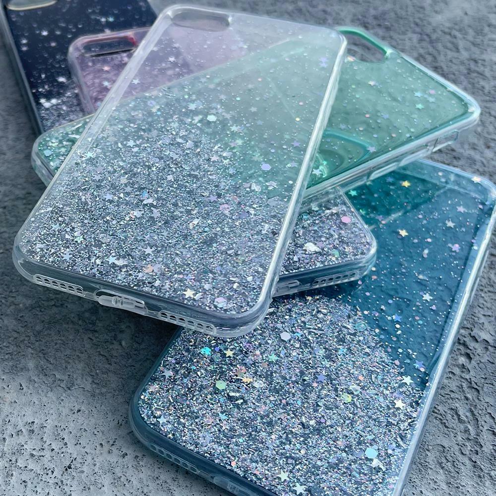 Mbështjellës Wozinsky Star Glitter për Xiaomi Redmi K40 Pro+, K40 Pro, K40, Poco F3, transparent, argjendtë