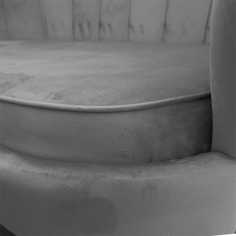 Divan dy ulëse Daimon, kadife, ngjyrë gri, këmbë metalike të arta, 134x70x77cm