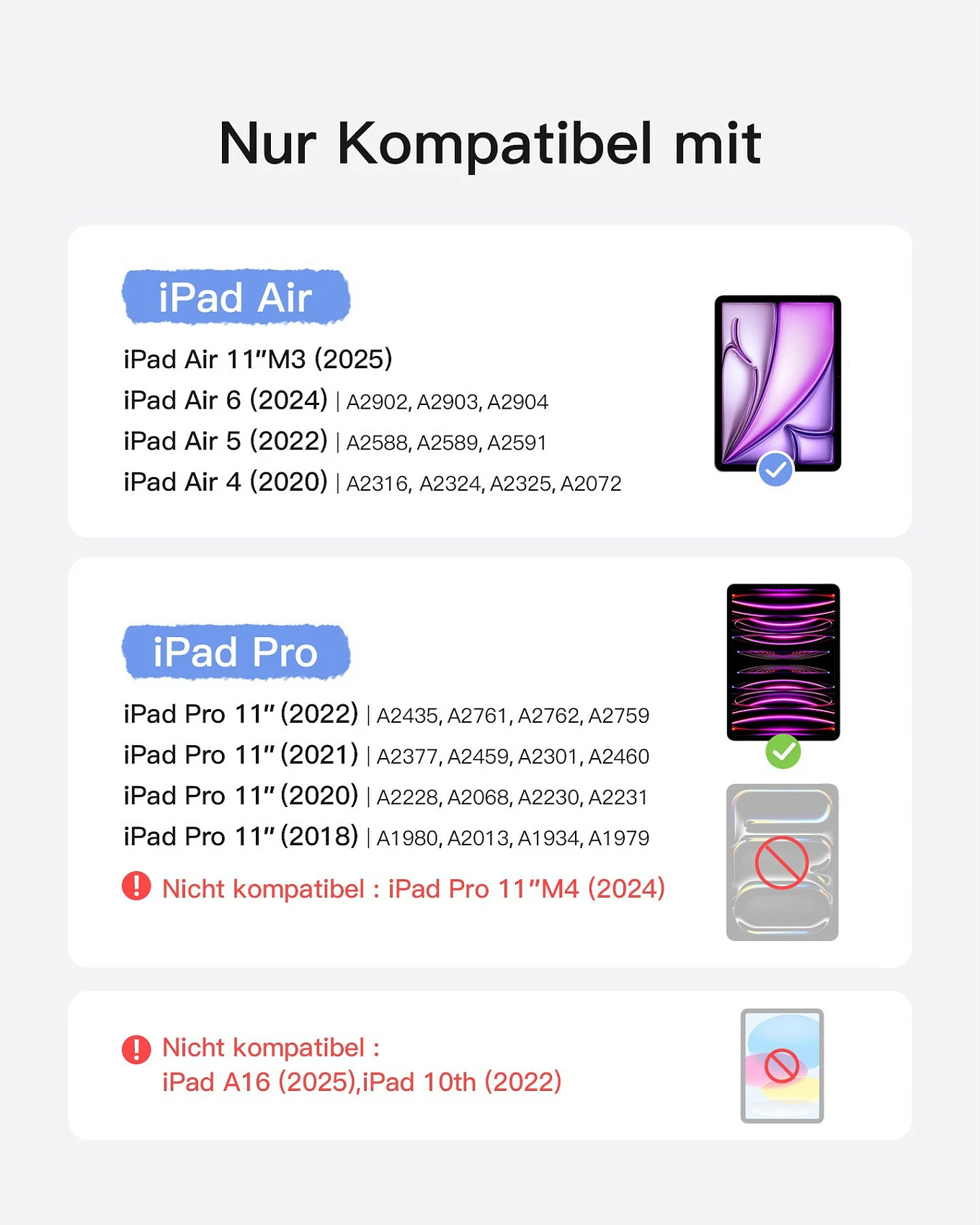 Tastierë inateck për iPad 11" / iPad Air 4/7 Gen, QWERTZ, e zezë