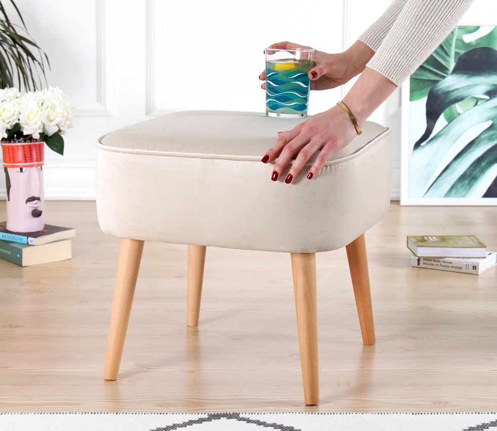 Puf Atelier del Sofa, Moouv 7083, kadife, ngjyrë krem