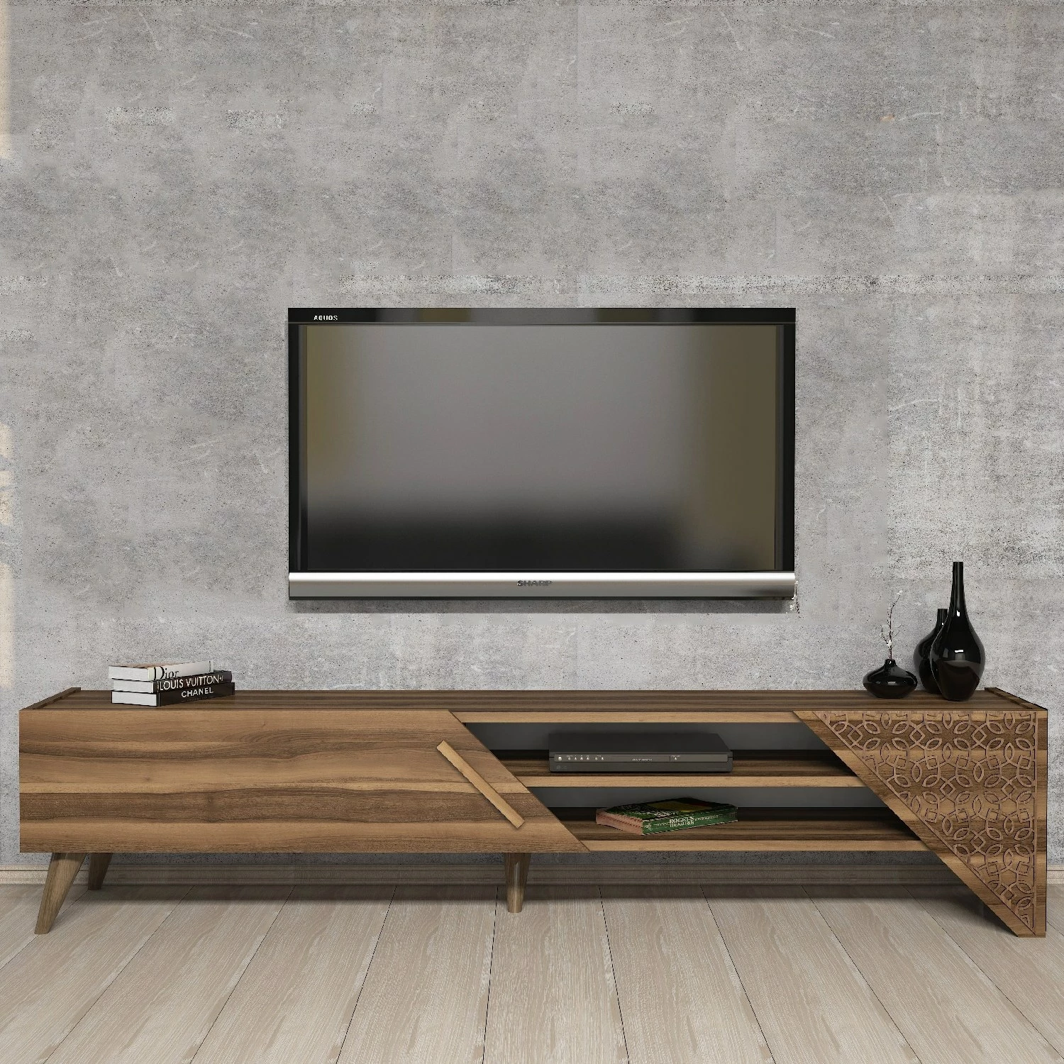 Komodë TV Skye Decor, Beril 2, ngjyrë arre