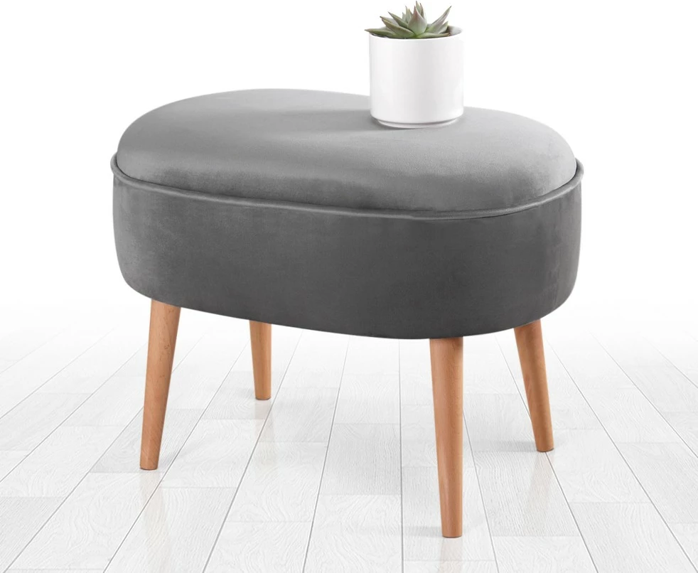 Puf Atelier del Sofa, kadife, ngjyrë gri