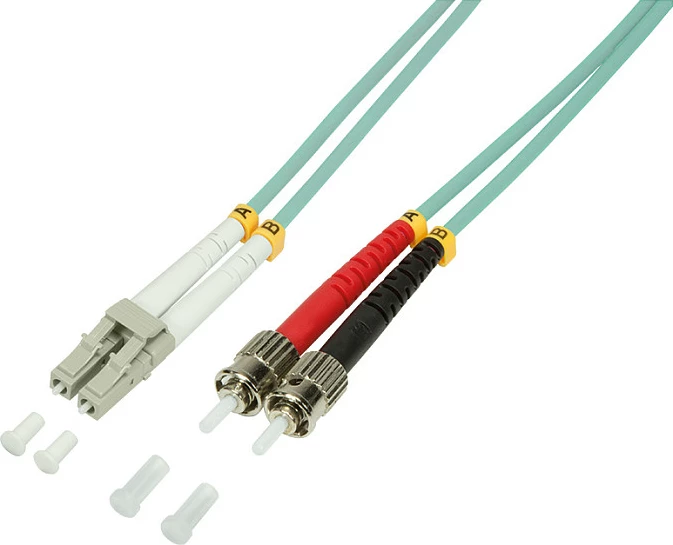 Kabllo patch fiber optike LogiLink OM3 LC/ST, Duplex, 2m, ngjyrë aqua