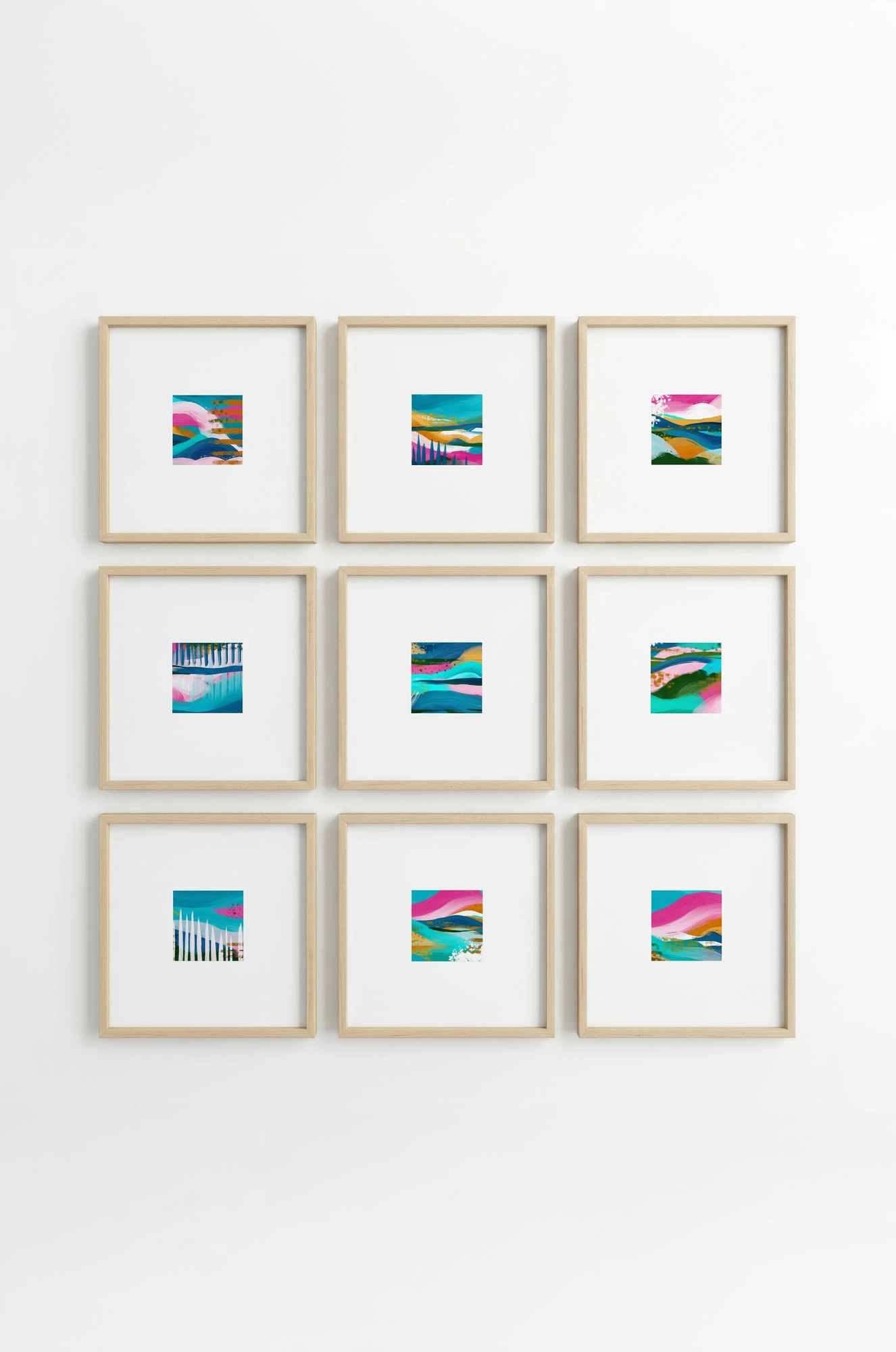 Set pikturash dekorative me kornizë, MDF, shumëngjyrëshe, 9 copë, Wallity, Huhu755