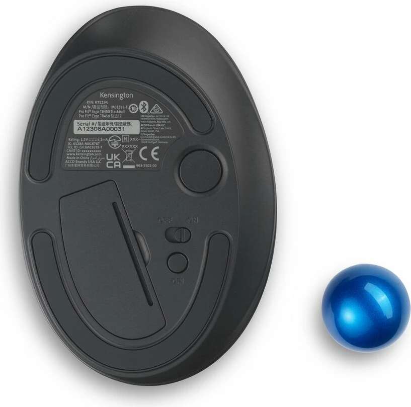 Trackball Kensington Pro Fit Ergo TB450, RF Wireless + Bluetooth, 1600 DPI, Zi, Blu