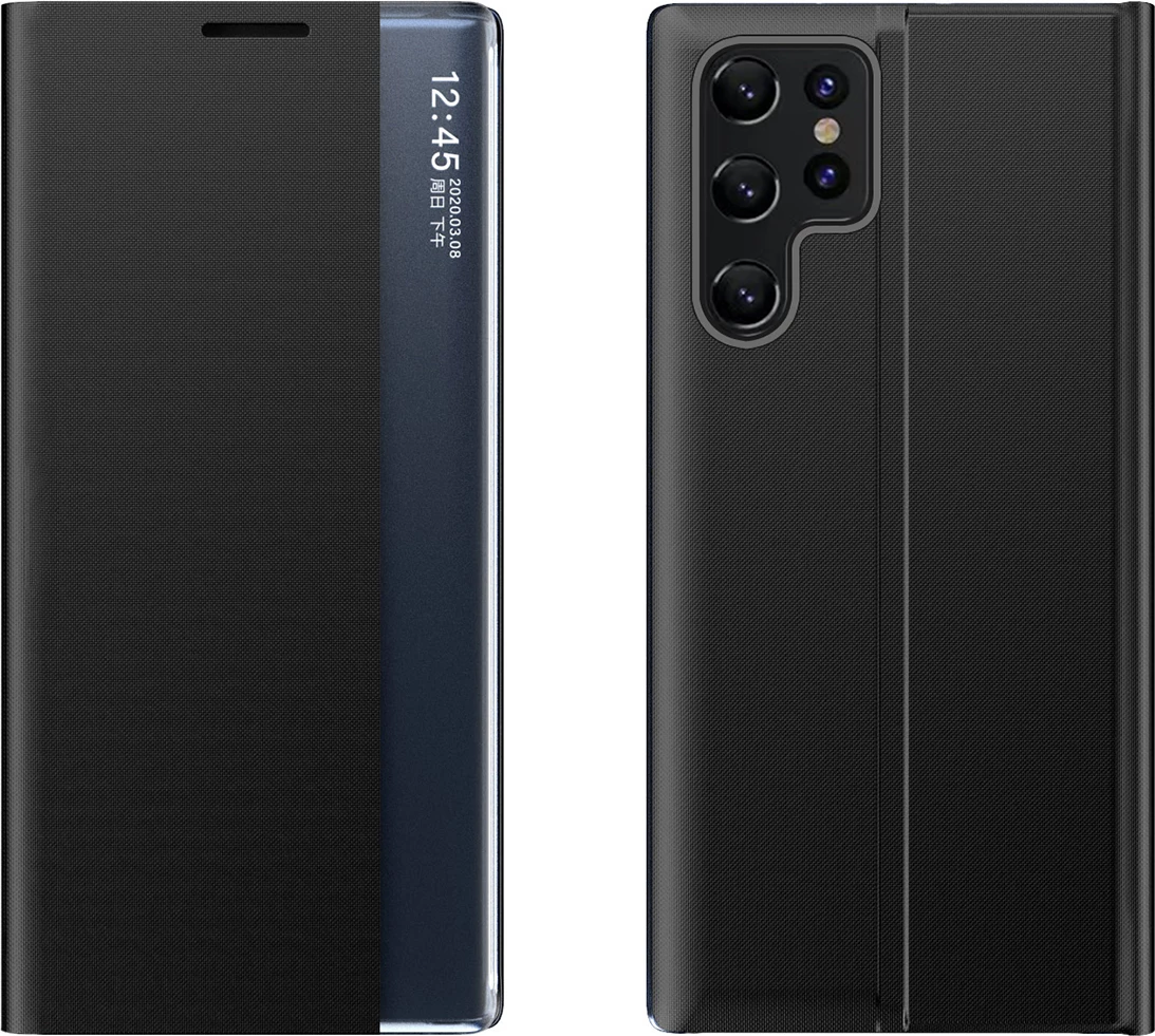 Mbështjellës Hurtel New Sleep Case për Samsung Galaxy S24 FE, me kapak dhe qëndrim, i zi