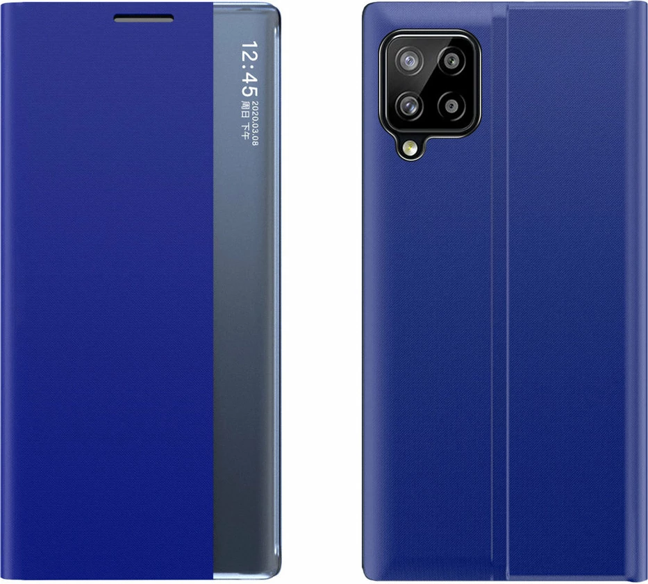 Mbështjellës Hurtel Sleep Case Bookcase me smart window për Samsung Galaxy A22 4G, Kaltër