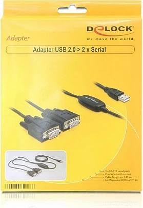Adapter USB 2.0 në RS232 DeLOCK 2x, LANCOM, e zezë