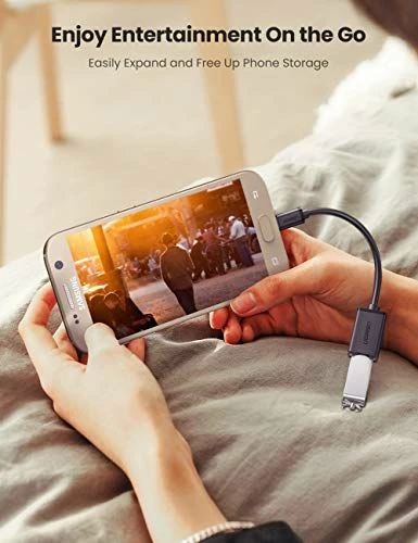 Adapter USB OTG Ugreen 10396, MicroUSB në USB-A (USB 2.0) 12 cm, i zi
