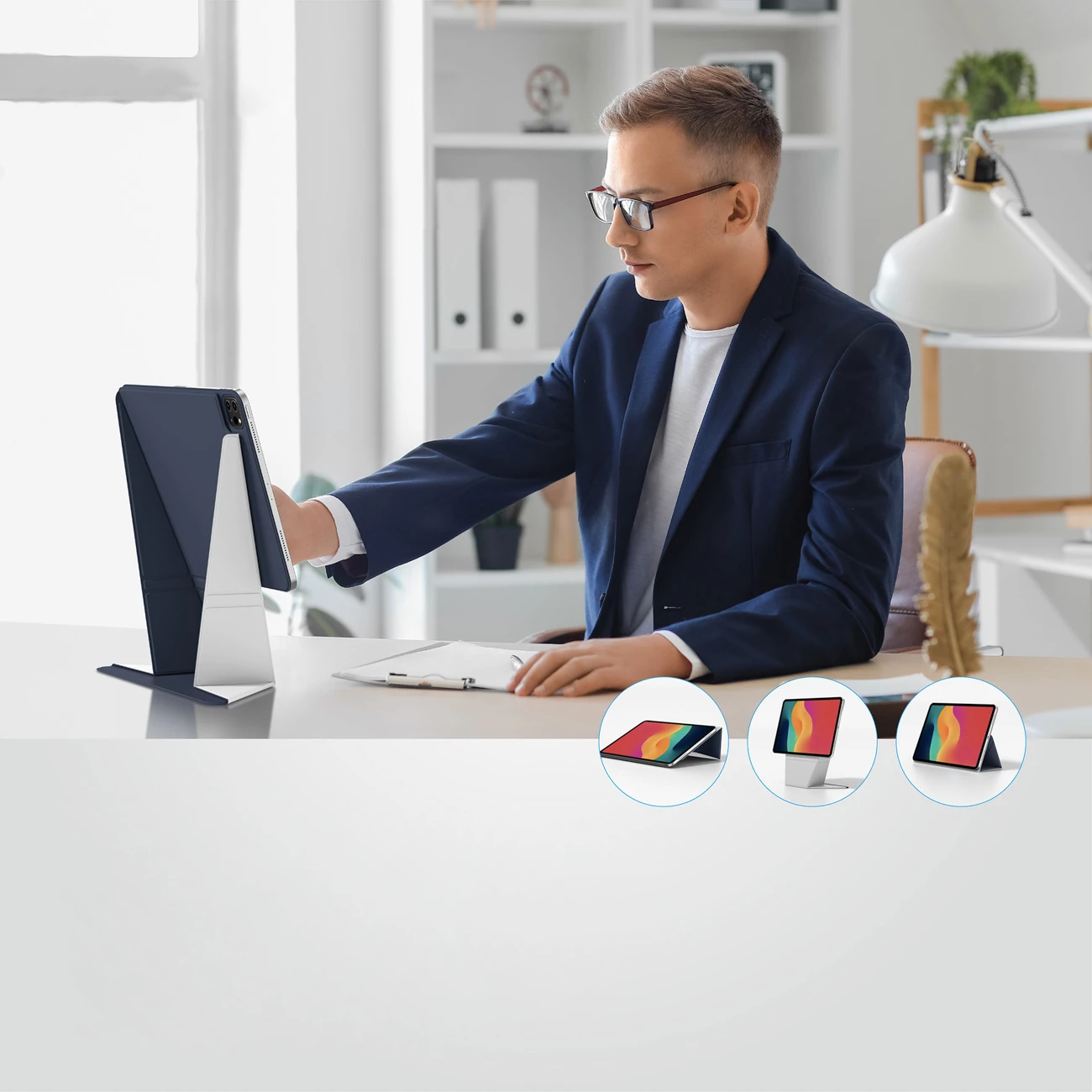 Mbështjellës tablet AmazingThing Matte Pro Mag Folio me qëndrim, magnetik, për iPad Air 11" (2025 M3), blu