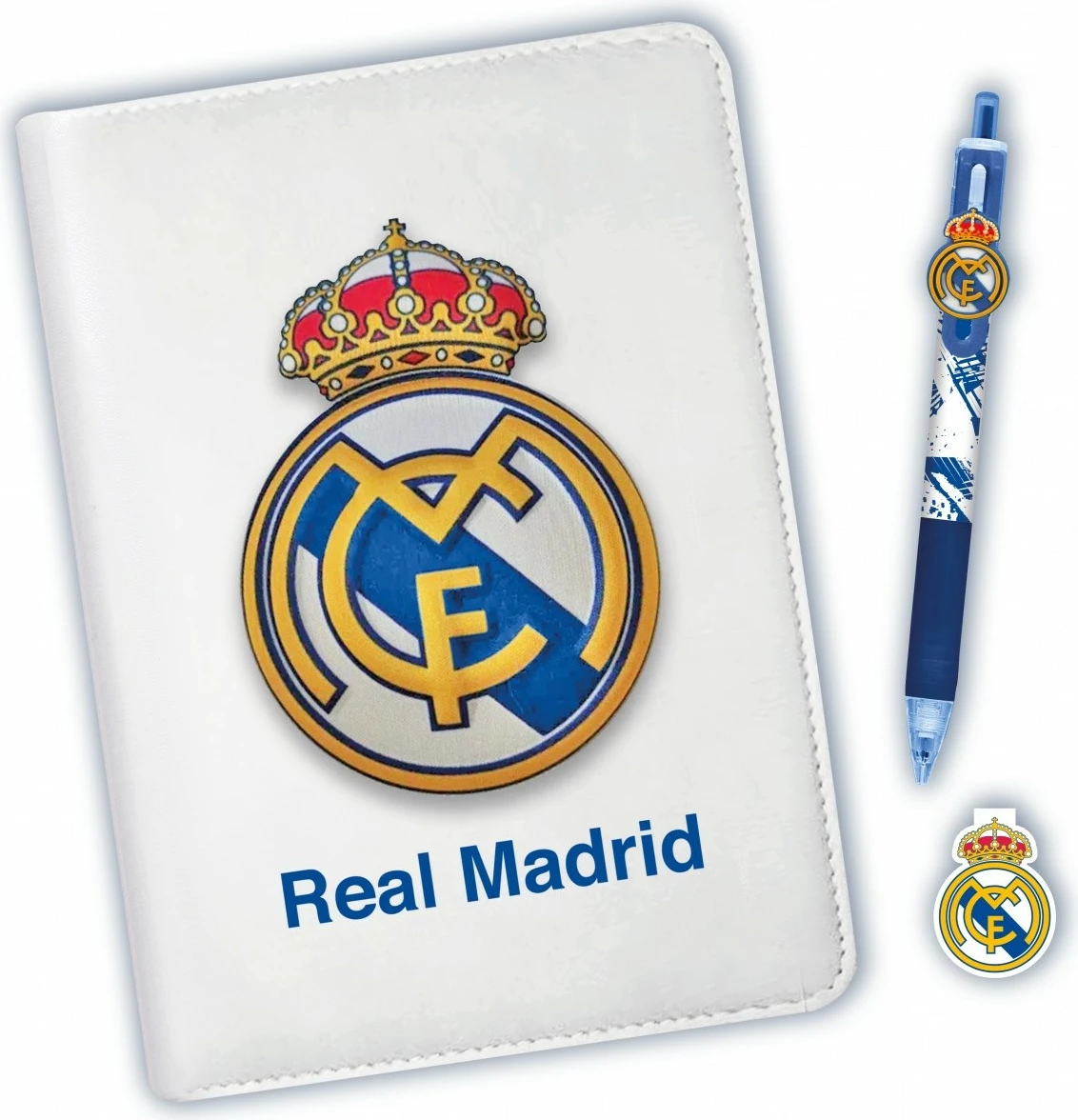 Set fletore A5 me stilolaps 10-ngjyrësh, Kids Euroswan Real Madrid RM00021, bardh e kaltër, set 3-copësh