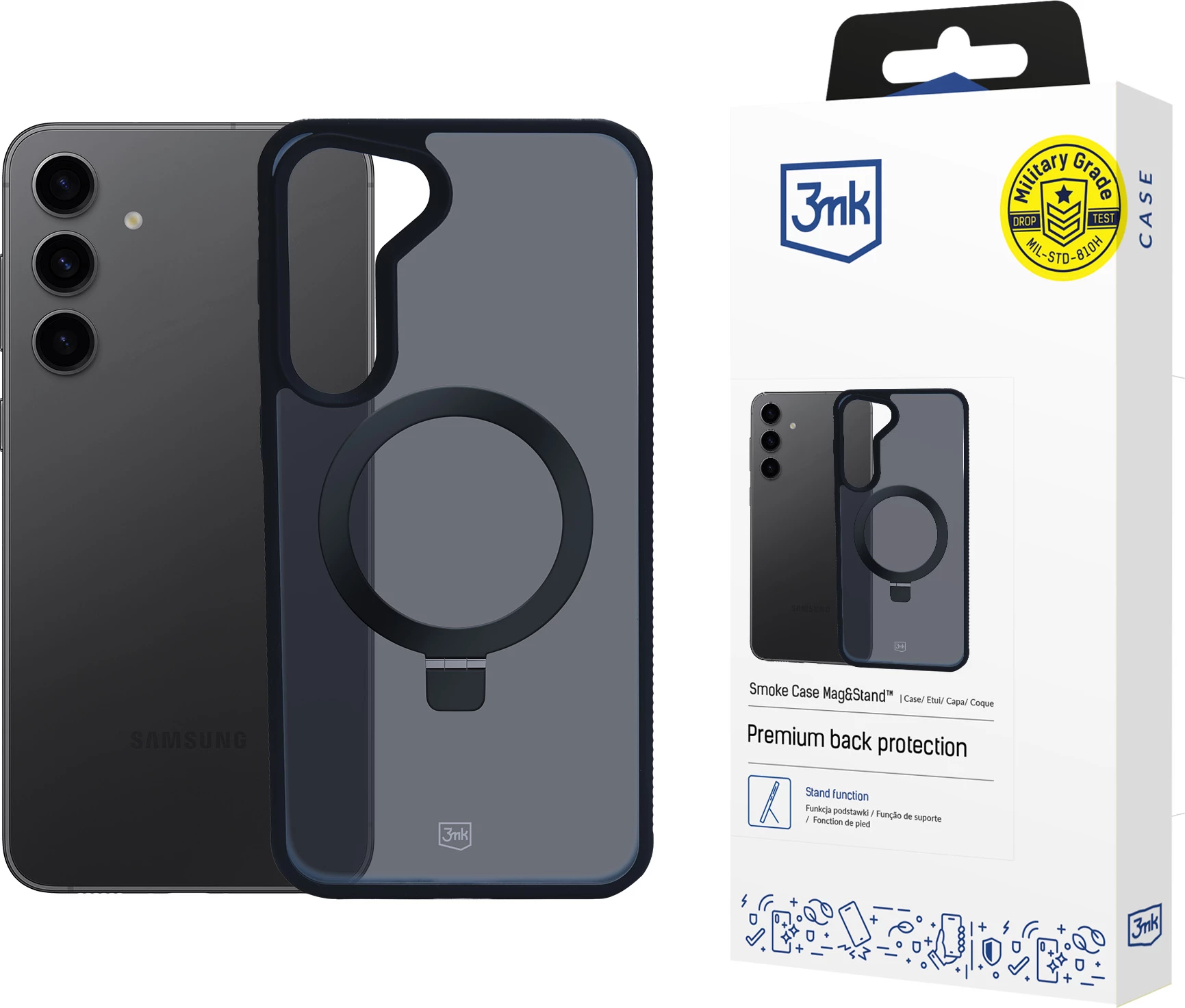 Mbështjellës 3mk Smoke Case Mag&Stand për Samsung Galaxy S24+, i zi