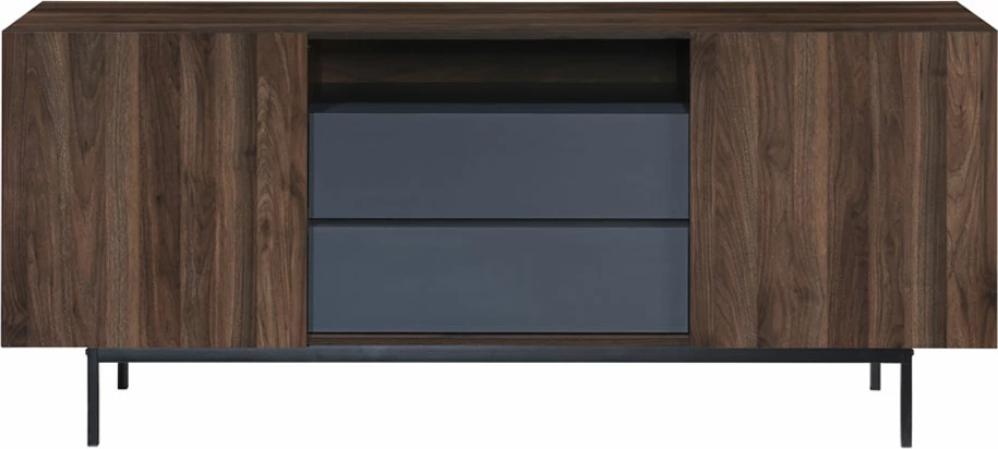 Komodë Grooves, 2 dyer, 2 sirtarë, ngjyrë arre-gri, 180x40x80