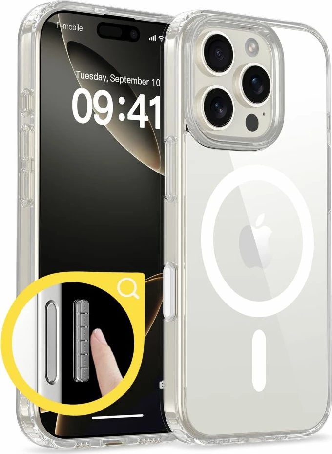 Mbështjellës Tech-Protect Flexair Hybrid CC MagSafe për iPhone 16 Pro Max, Transparent