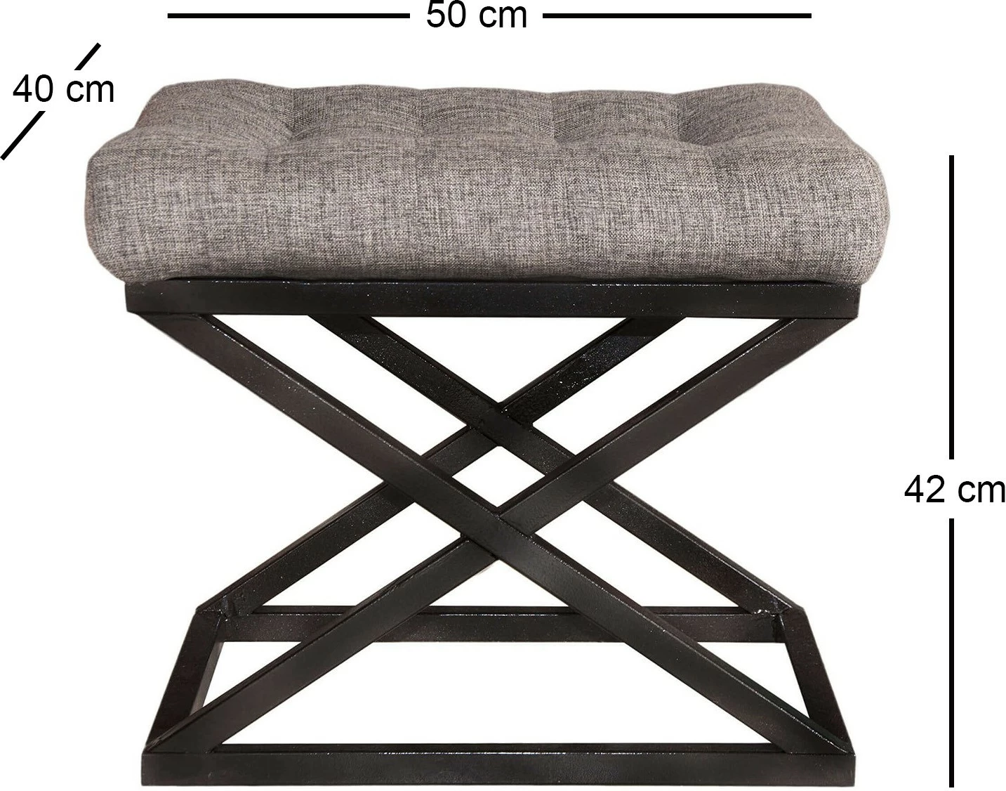 Puf Atelier del Sofa, këmbë kryq, e zezë, gri