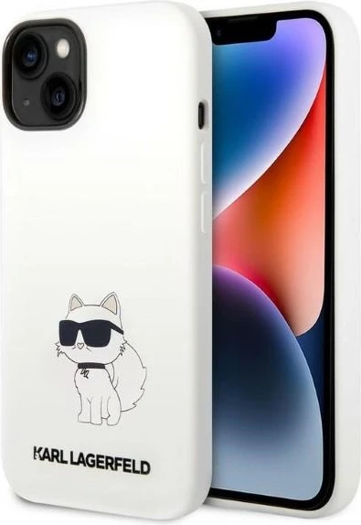 Mbështjellës Karl Lagerfeld Silicone Choupette për iPhone 14 Plus/15 Plus, Bardhë