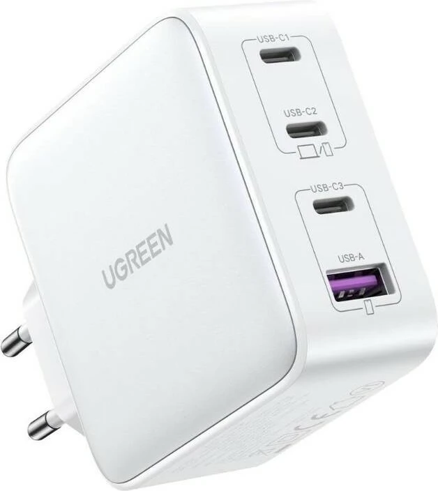 Karikues universal Ugreen Nexode 100W GaN, 4 porta USB-C/USB-A, i bardhë