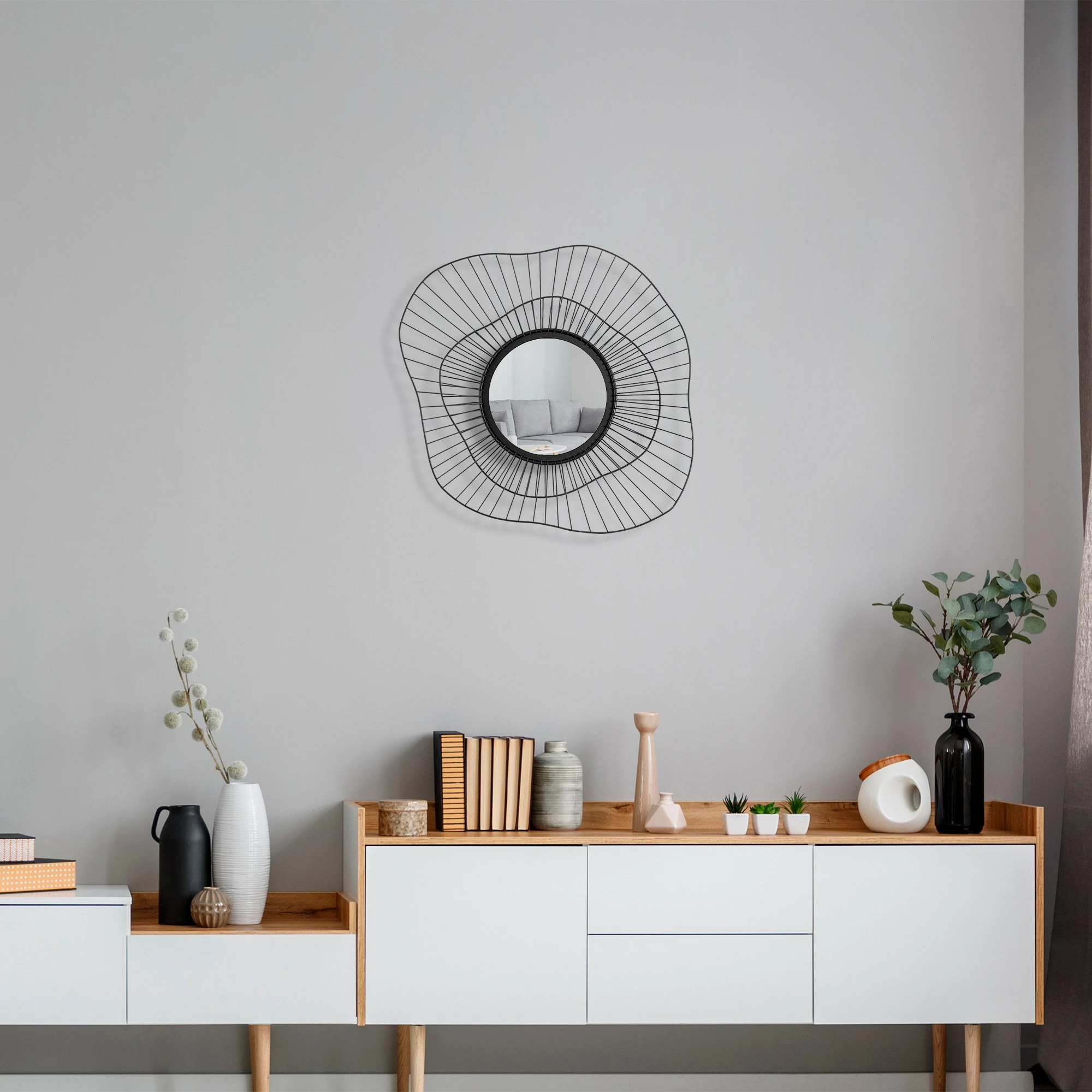 Pasqyrë dekorative Wallity, Euro Flora, WM-015, ngjyrë e zezë