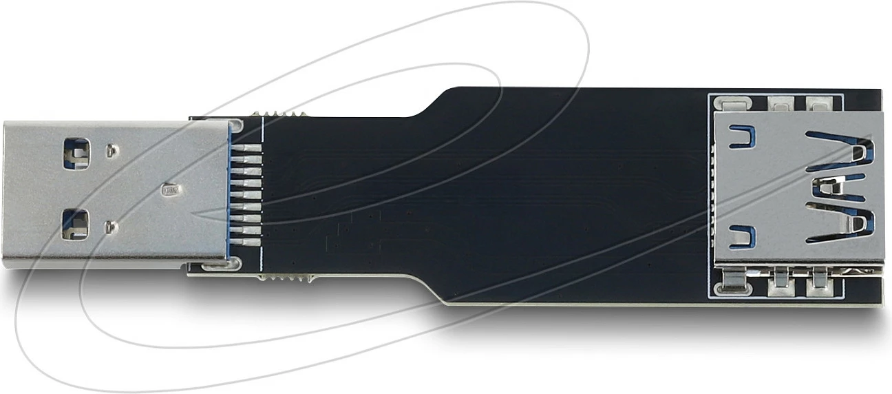 Adapter USB DeLOCK, USB-A femër në USB-A mashkull, 10 Gbps, i sheshtë, i zi