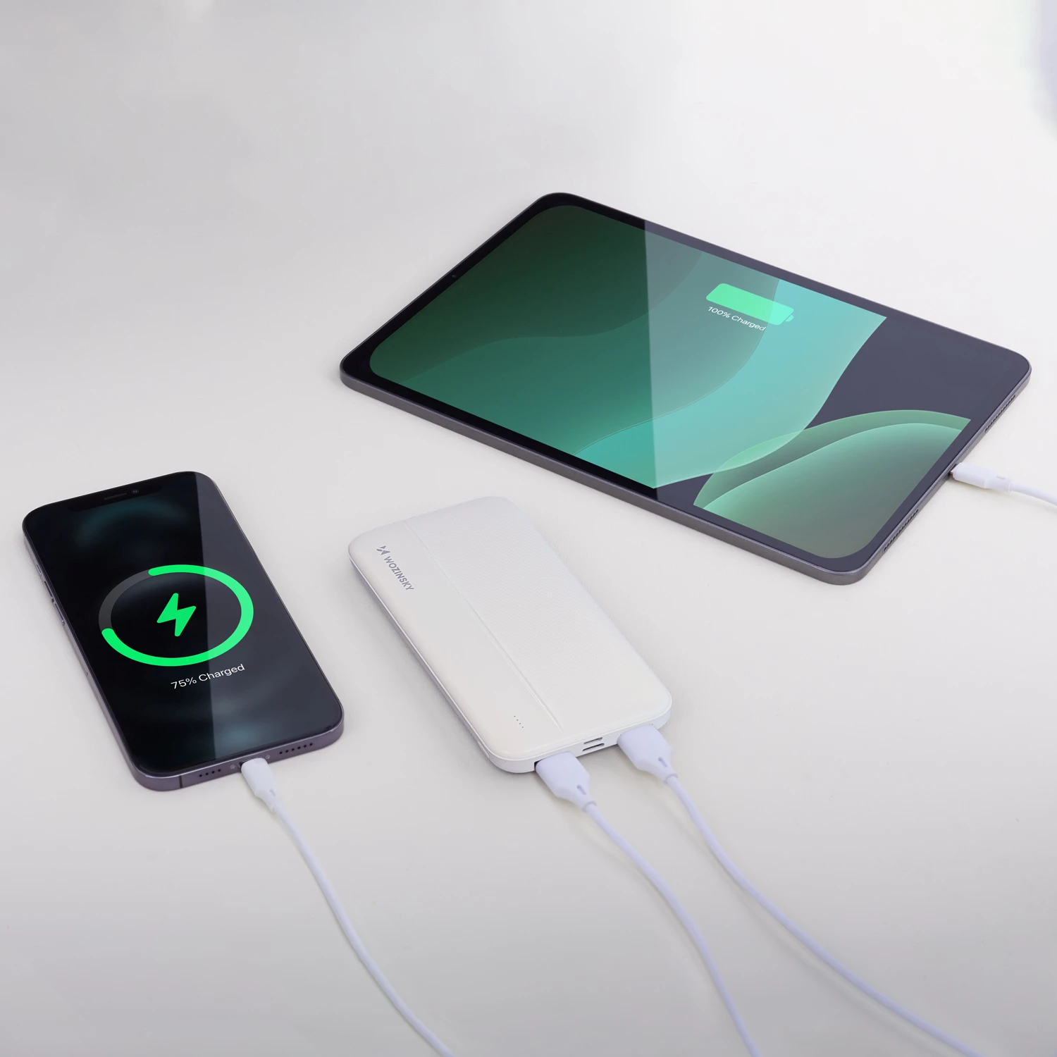 Powerbank Wozinsky WPBWE1, 10000mAh, 2x USB, Bardhë