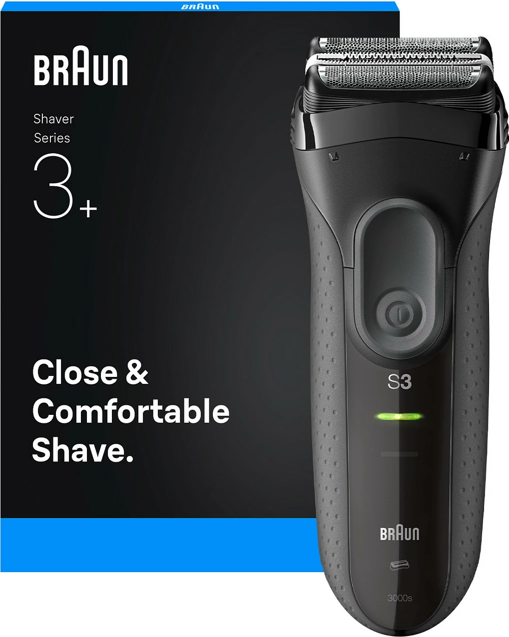 Makinë rroje Braun Series 3+ 3000, foil shaver, bateri NiMH, karikim i shpejtë, gri/zi