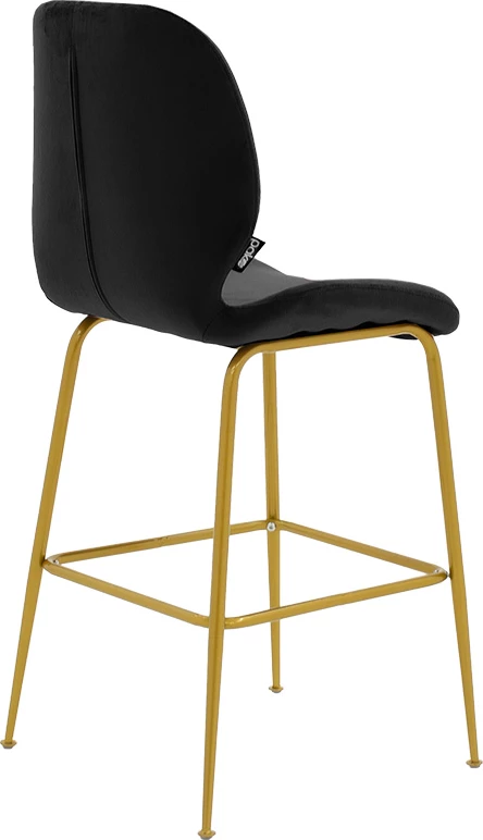 Karrige për bar Impel, këmbë metalike të arta-velvet e zezë