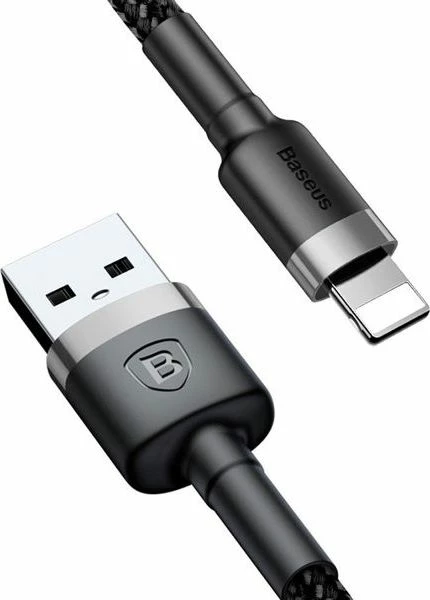 Kabllo USB-A në Lightning Baseus Kevlar 2 m 1.5A USB 2.0 e zezë/gri