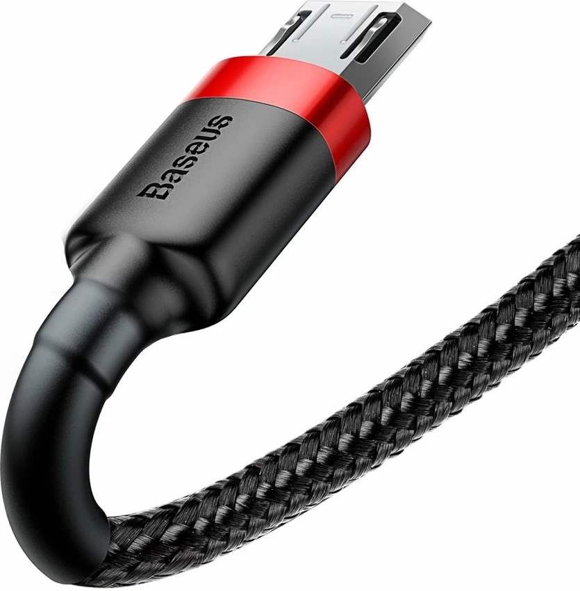 Kabllo Baseus Cafule, USB në micro USB, 3m, 2A, e zezë-kuqe