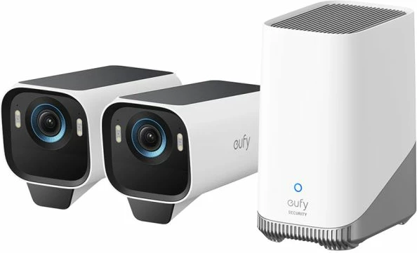 Sistem kamerash sigurie Anker Eufy eufyCam S3 Pro 4K (T88923W1), me HomeBase S380, set 2 kamera + stacion baze, bardhë/zezë