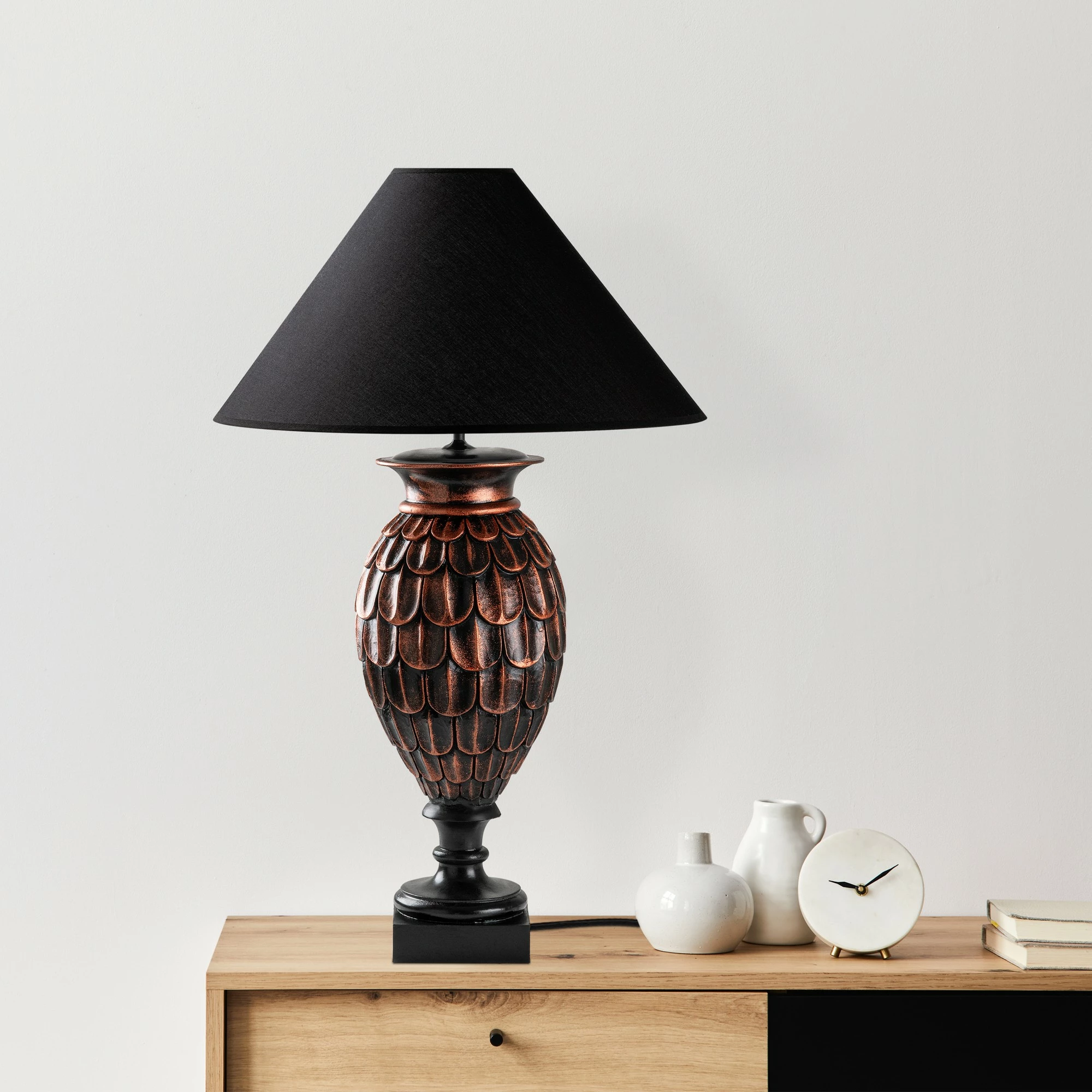 Llambë tavoline Opviq, ELEGANZE-5301, ngjyrë kafe dhe e zezë