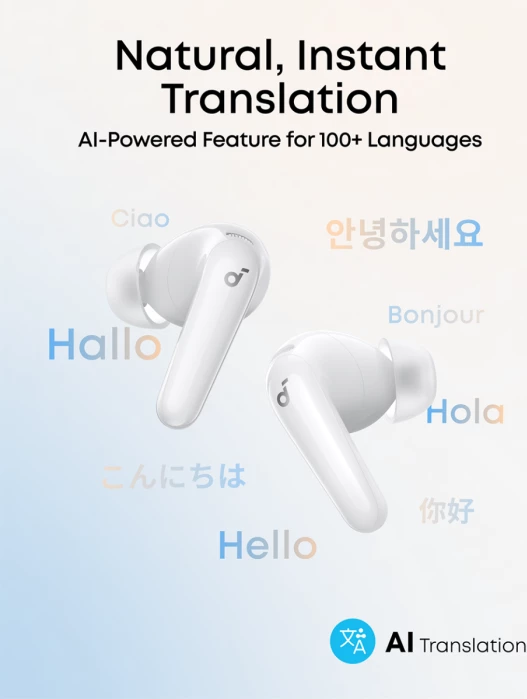 Kufje ANKER Soundcore R60i NC wireless, ANC -52 dB, Hi-Res LDAC, Bluetooth 6.1, IP55, të bardha, me kuti karikimi