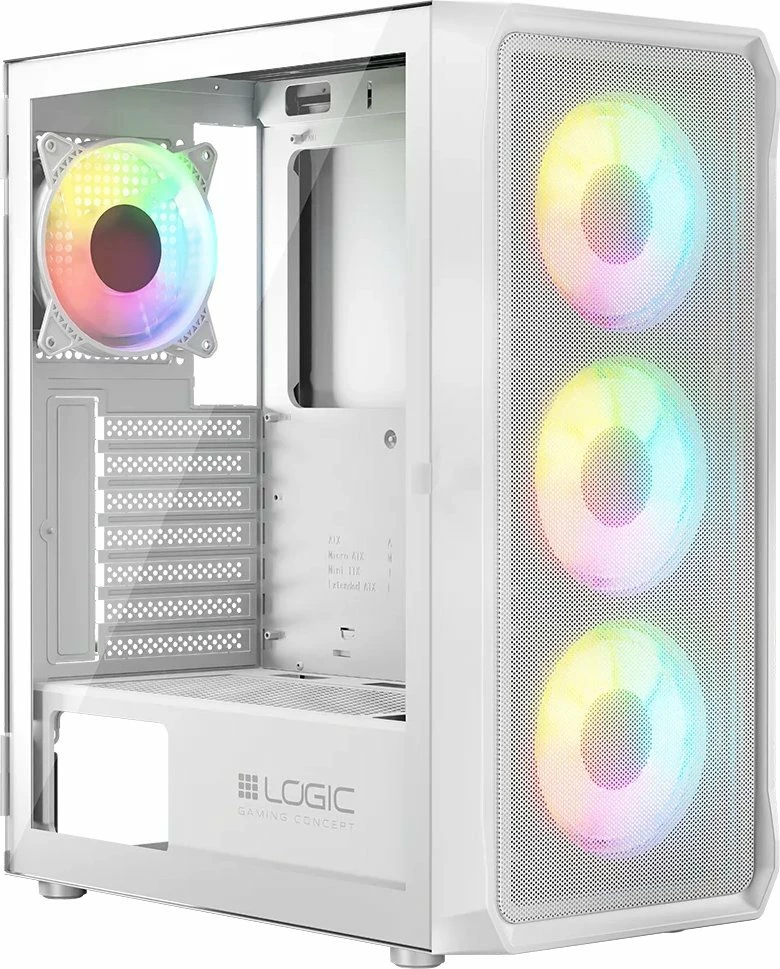 Kasë Logic Concept Portos ARGB Midi Tower ATX/mATX/Mini-ITX, me 4x ventilatorë ARGB 120mm, e bardhë