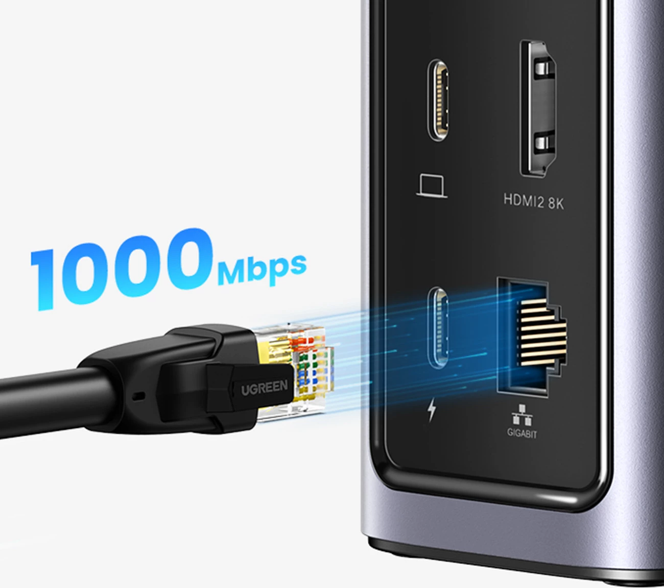 HUB multifunksional Ugreen CM555 12-në-1, USB-C, HDMI, DP, RJ45, SD/TF, Gri