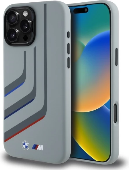 Mbështjellës BMW Silicone Turning Lines MagSafe për iPhone 16 Pro Max, Gri