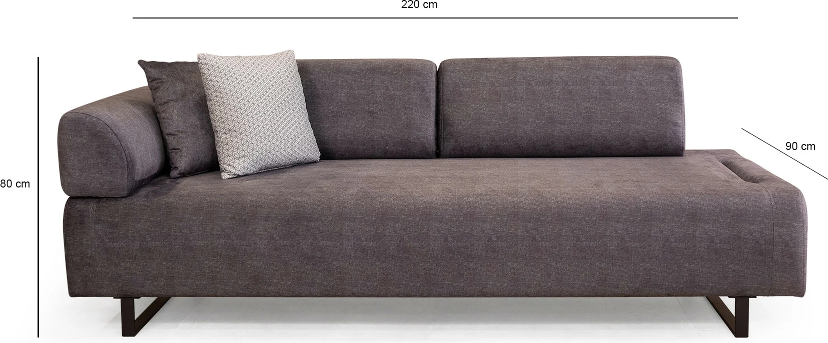 Divan-krevat treshe Infinity me tavolinë anësore, ngjyrë antracit