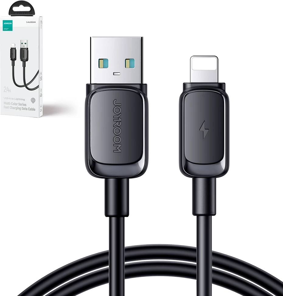 Kabllo Joyroom Multi-Color Series A14, Lightning në USB-A, 2m, 2.4A, e zezë