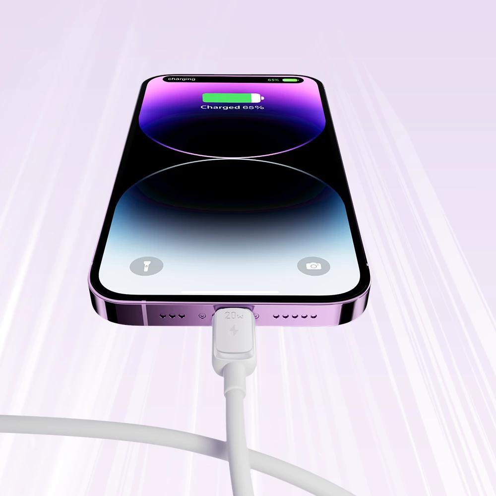 Kabllo Joyroom Multi-Color Series A14, USB-C në Lightning, 1.2m, 20W, Bardhë