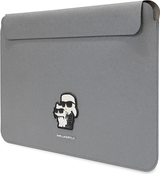 Mbështjellës Karl Lagerfeld Saffiano Karl&Choupette për laptop 14", argjend