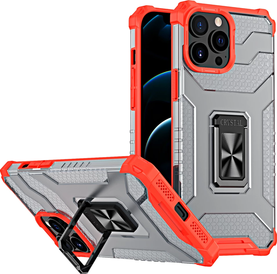 Mbështjellës Hurtel Crystal Ring Case me këmbëz, për iPhone 12 Pro Max, Kuqe