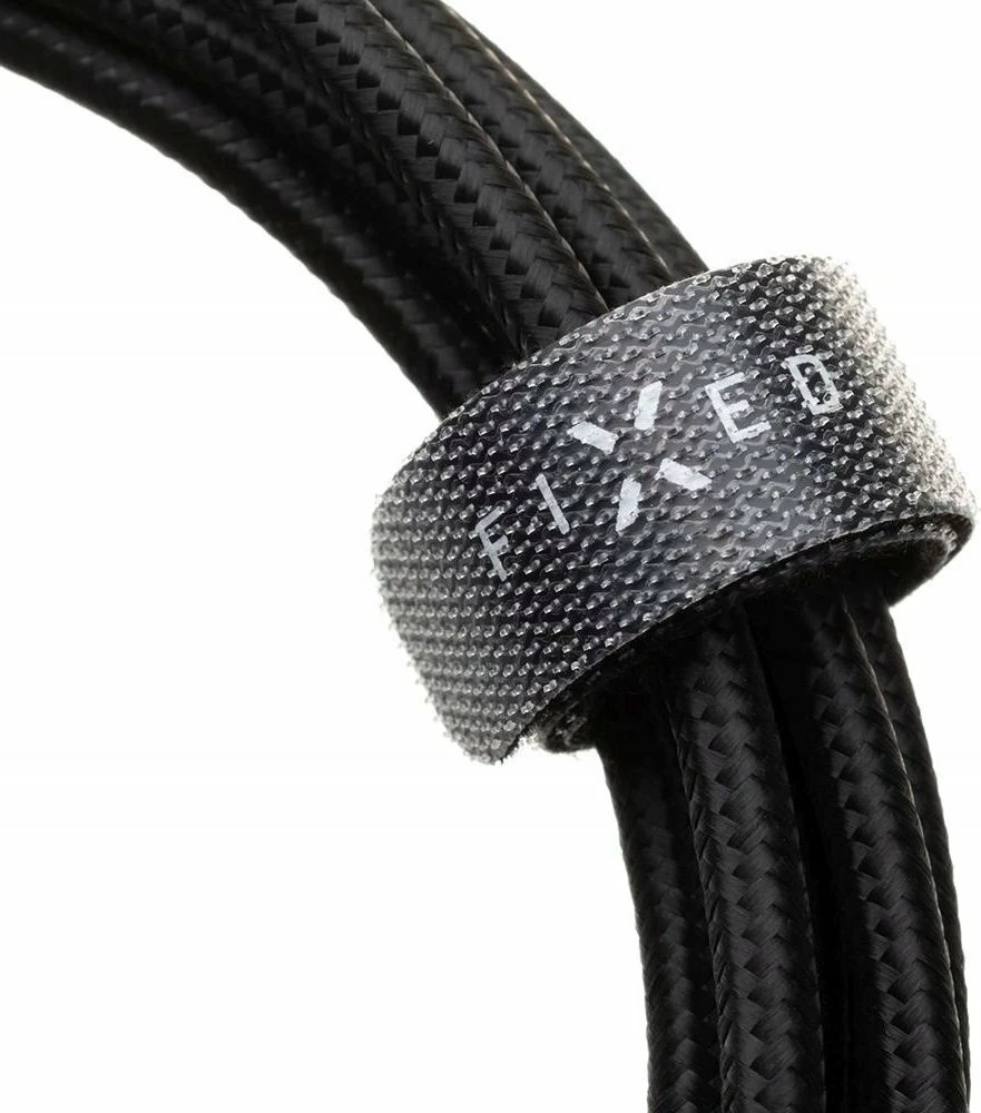 Kabllo USB-C Fixed FIXDB-CC12-BK 1.2m 100W e thurur, e zezë, me organizues ngjitës dhe shirit Velcro