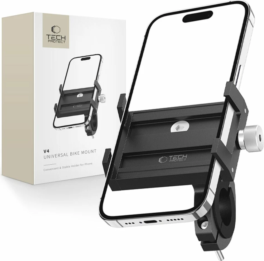 Mbështjellës Tech-Protect V4 për timon biçiklete, për celular, Alumini, i zi
