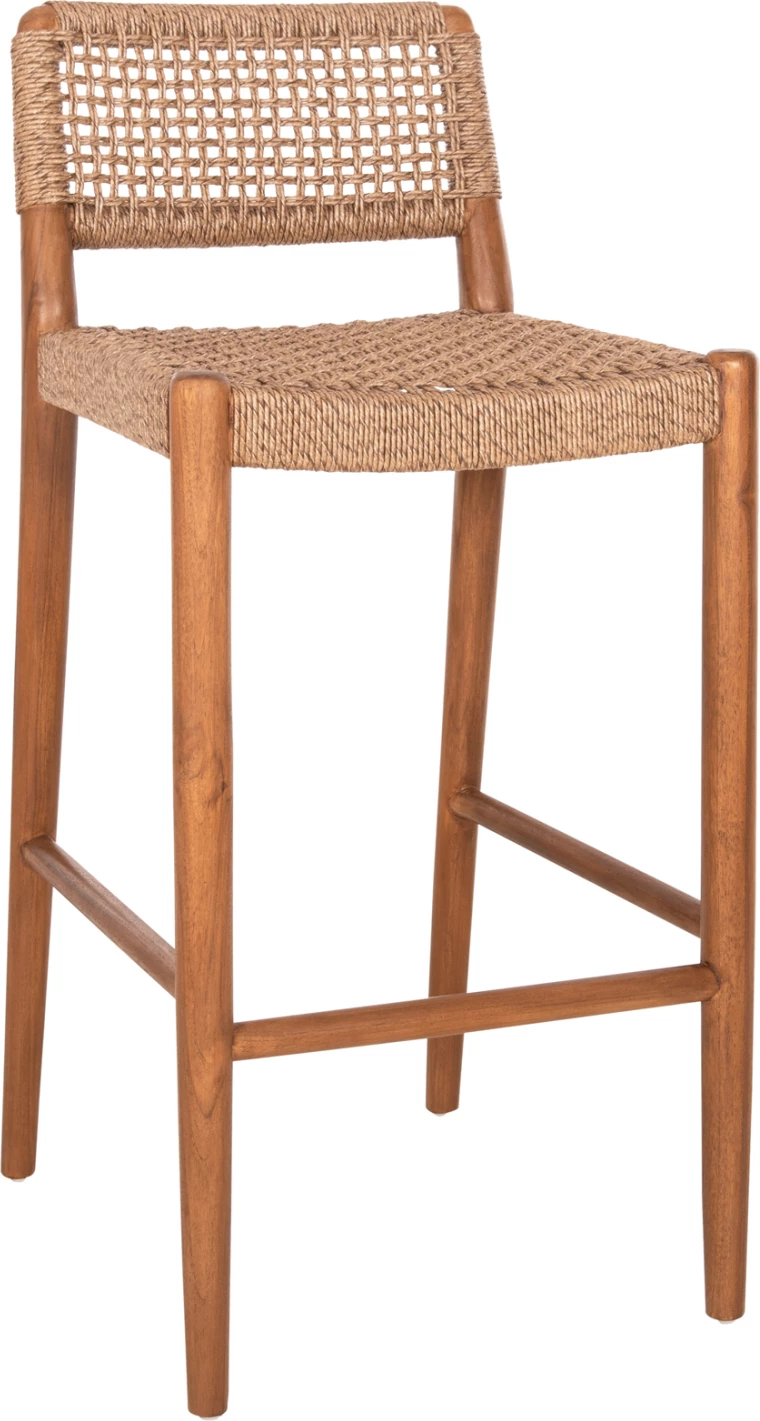 Karrige për bar ROSCO FH6134.01 dru teak ngjyrë arre-VIRO litar ngjyrë kafe 47x52x100H cm