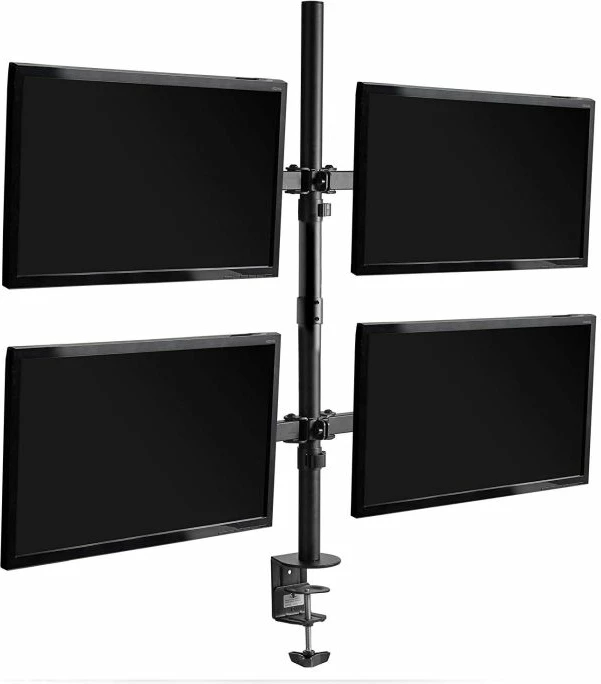 Mbajtës desktop për 4 monitorë VONHAUS 3000113 deri 32", VESA 75x75/100x100, 8 kg për ekran, i zi, set për 4 monitorë