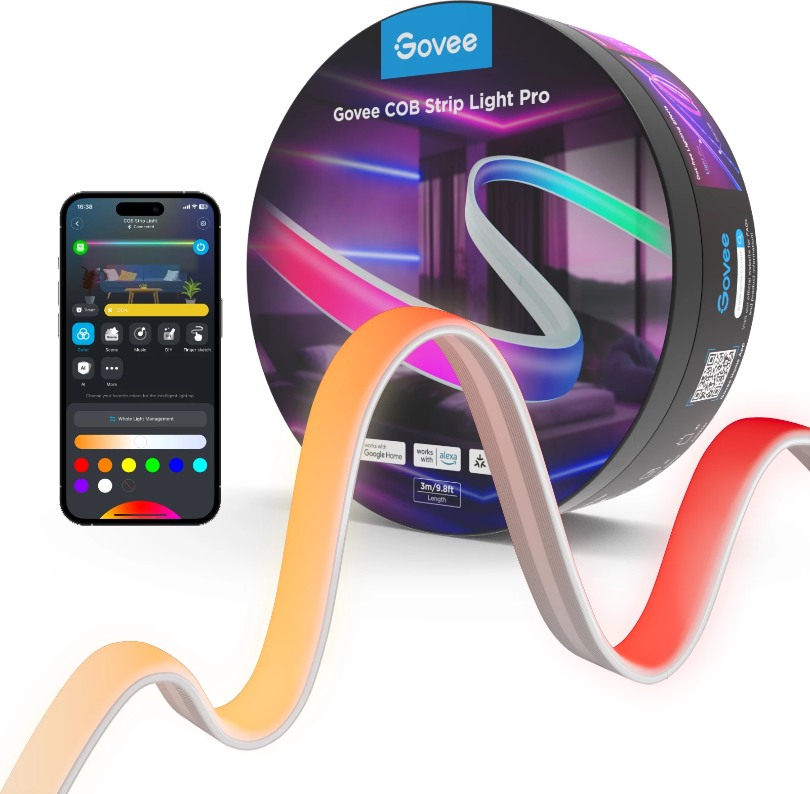Shirit LED smart Govee COB Strip Light Pro H61E5 3m RGBIC+W Wi-Fi/Bluetooth