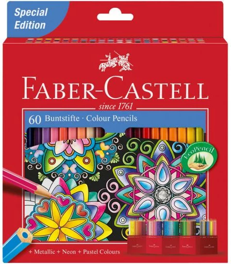 lapsa ngjyrash Faber-Castell FC-111260, 60 copë, Special Edition (metalike + neon + pastel), shumëngjyrëshe