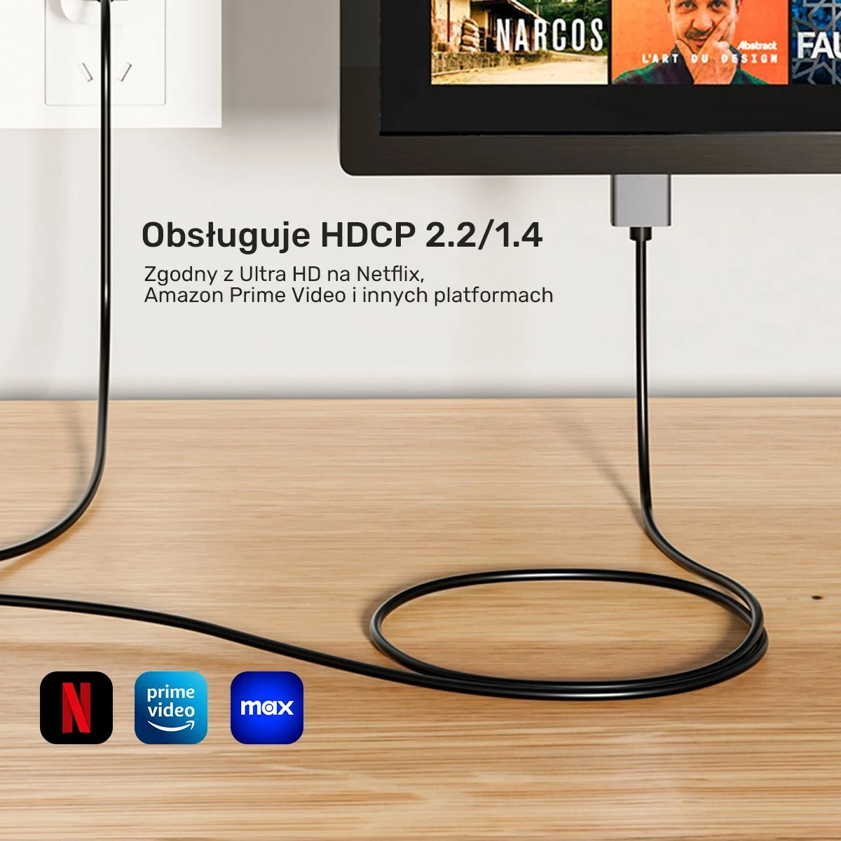 Kabllo Unitek HDMI në DisplayPort, 4K 60Hz, HDR, me furnizim USB-A, 1.8 m, e zezë-gri