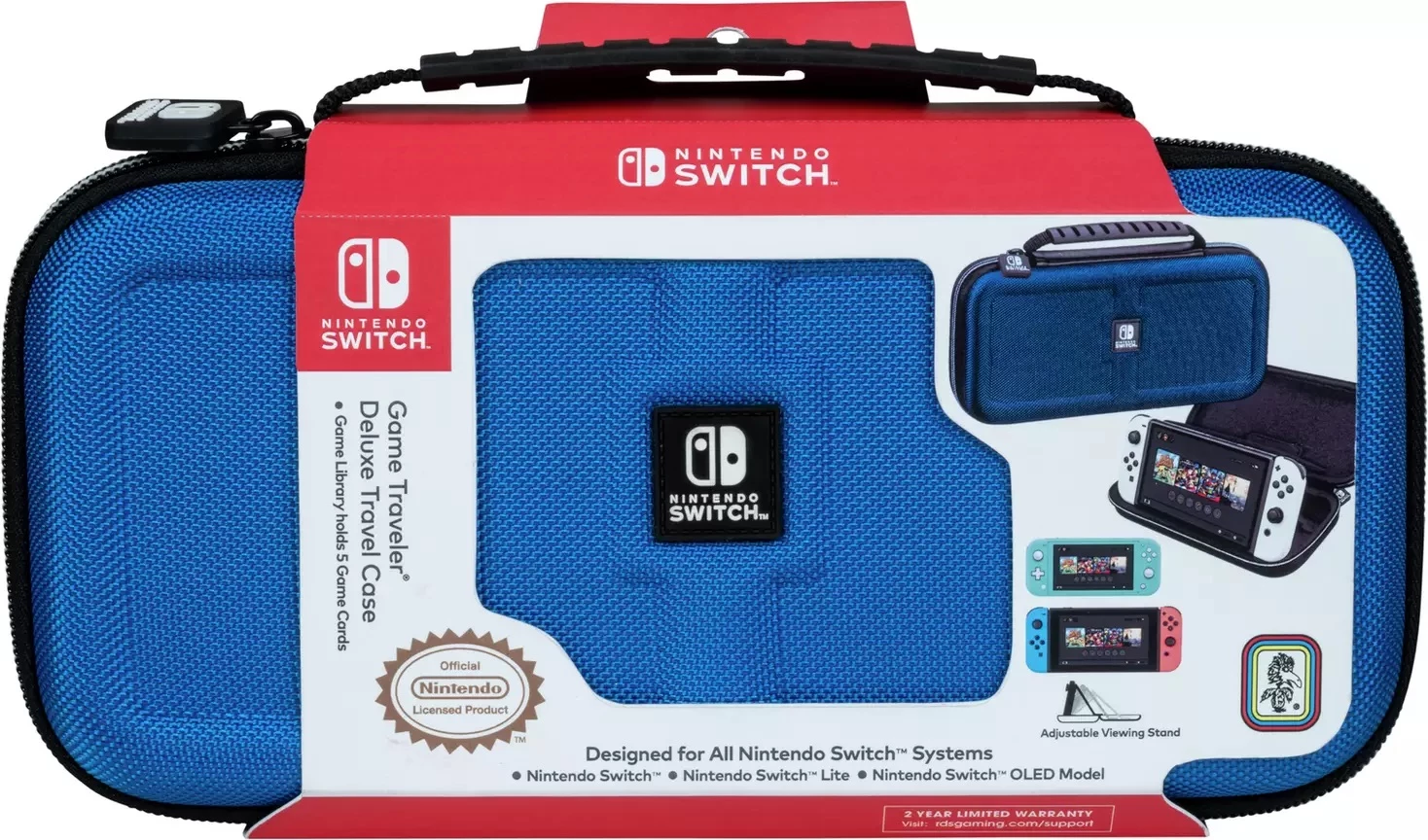 Torbicë udhëtimi Nacon Bigben Nintendo Switch Deluxe Travel Case, 26.8 x 16.5 x 4.5 cm, blu
