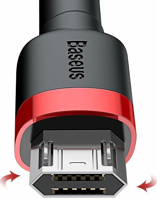 Kabllo Baseus Cafule, USB në micro USB, 3m, 2A, e zezë-kuqe