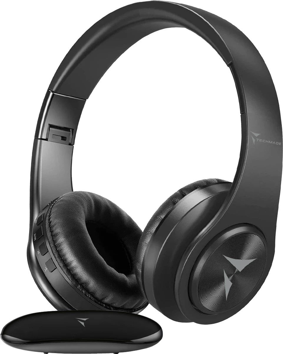 Kufje wireless Techmade për TV, të zeza